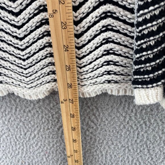 Chicos Sweater Womens 2 US Large Black White Silver Chunky Knit Open Cardigan* - Picture 8 of 9
